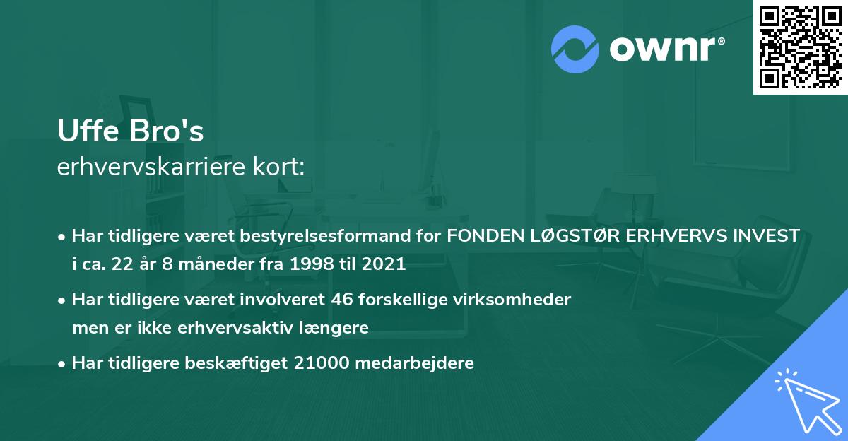 Uffe Bro's erhvervskarriere kort