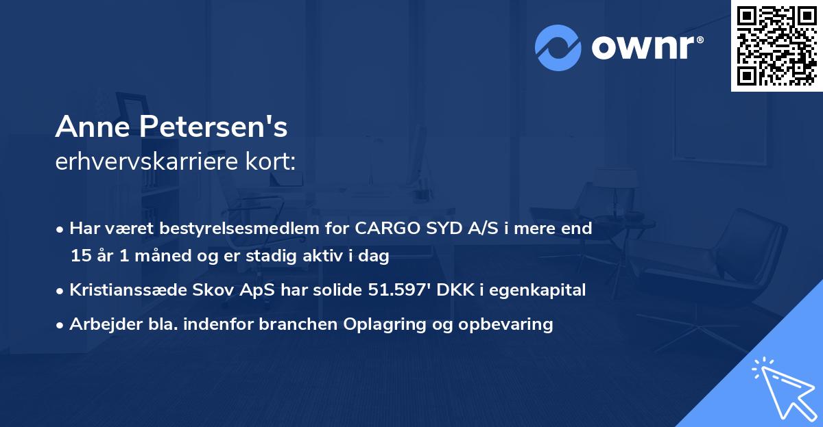 Anne Petersen's erhvervskarriere kort