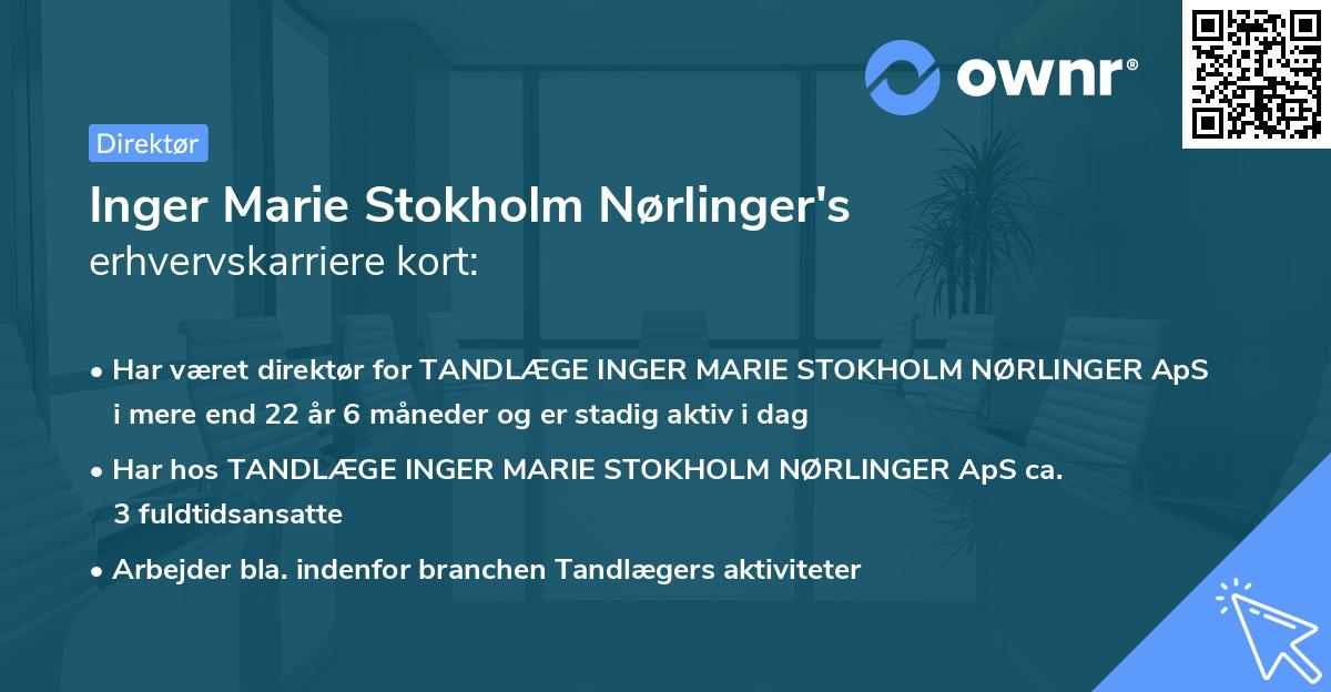 Inger Marie Stokholm Nørlinger's erhvervskarriere kort