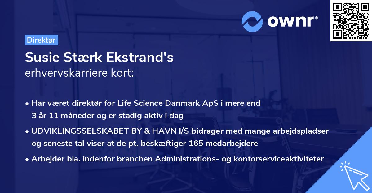 Susie Stærk Ekstrand's erhvervskarriere kort