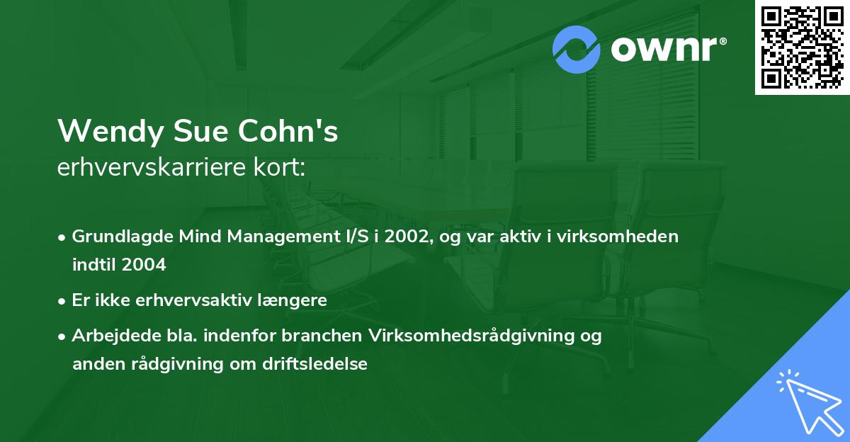 Wendy Sue Cohn's erhvervskarriere kort