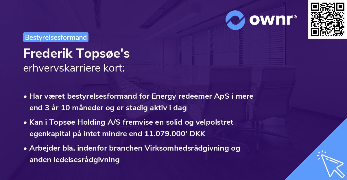 Frederik Topsøe's erhvervskarriere kort