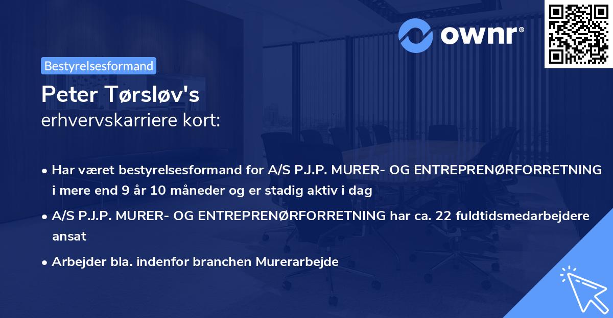 Peter Tørsløv's erhvervskarriere kort