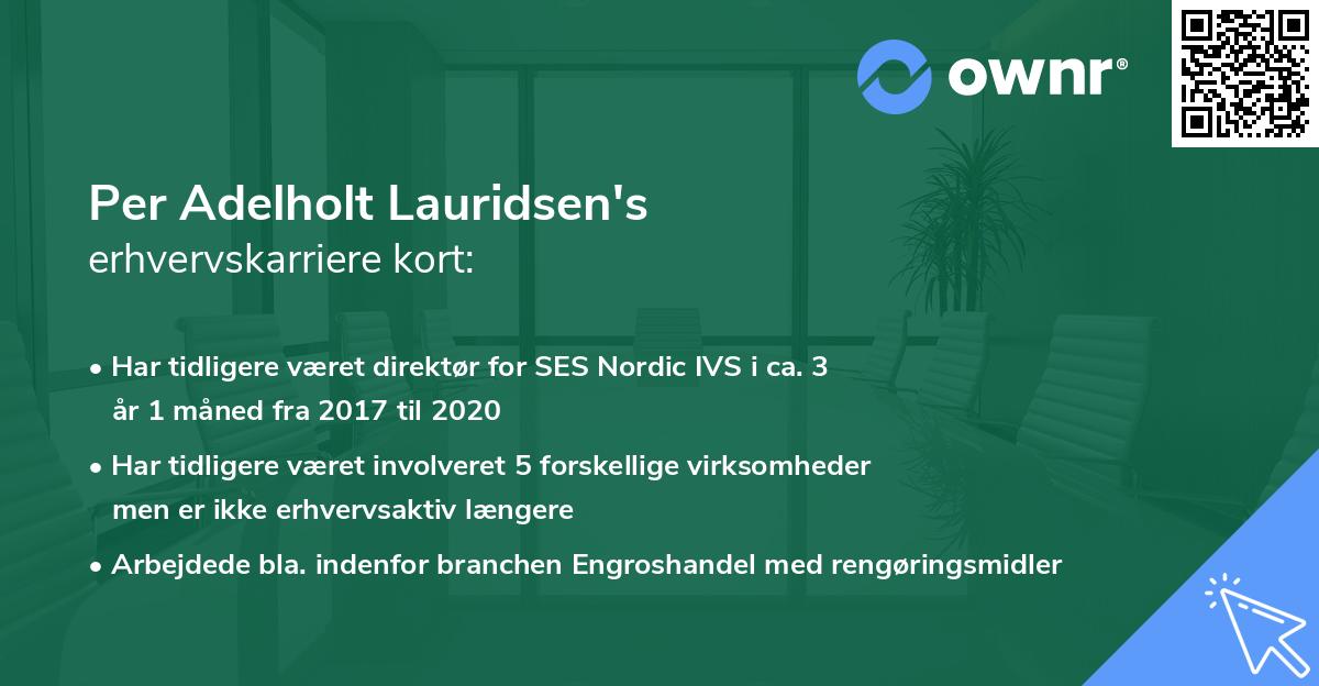 Per Adelholt Lauridsen's erhvervskarriere kort