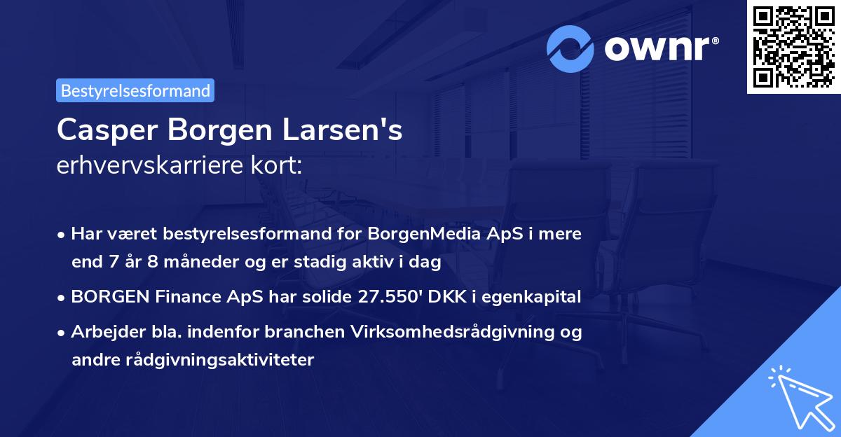 Casper Borgen Larsen's erhvervskarriere kort