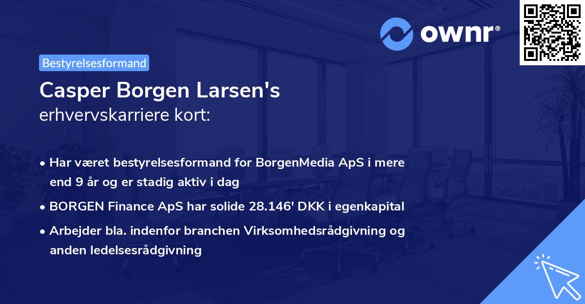 Casper Borgen Larsen's erhvervskarriere kort