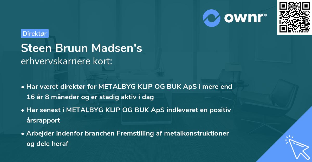 Steen Bruun Madsen's erhvervskarriere kort