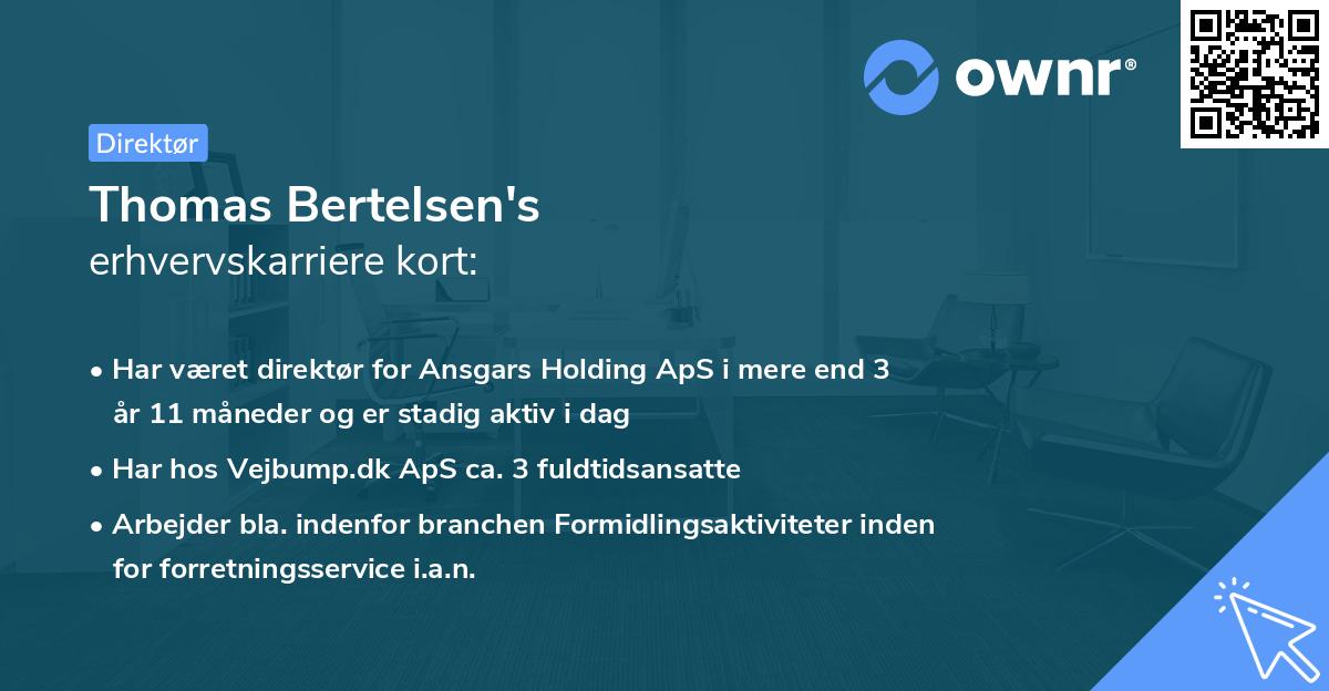 Thomas Bertelsen's erhvervskarriere kort