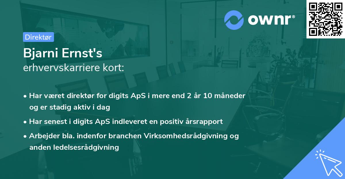 Bjarni Ernst's erhvervskarriere kort