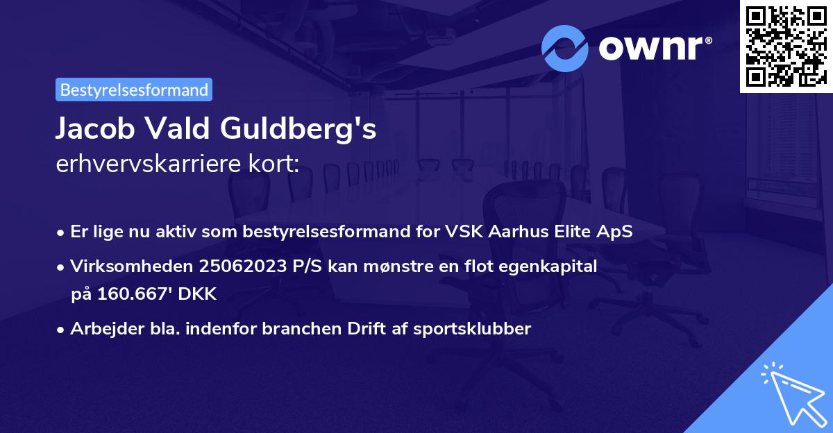 Jacob Vald Guldberg's erhvervskarriere kort