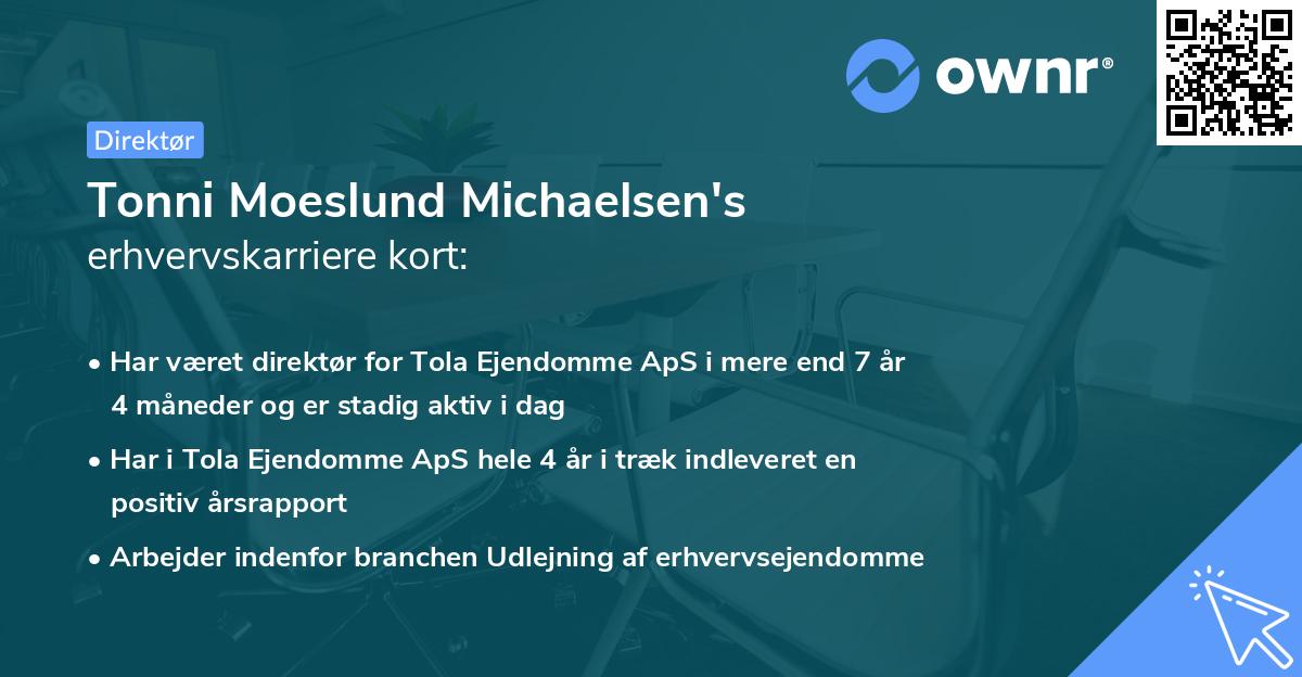 Tonni Moeslund Michaelsen's erhvervskarriere kort