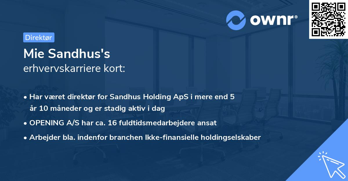 Mie Sandhus's erhvervskarriere kort