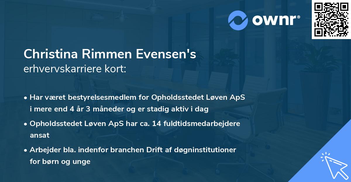 Christina Rimmen Evensen's erhvervskarriere kort