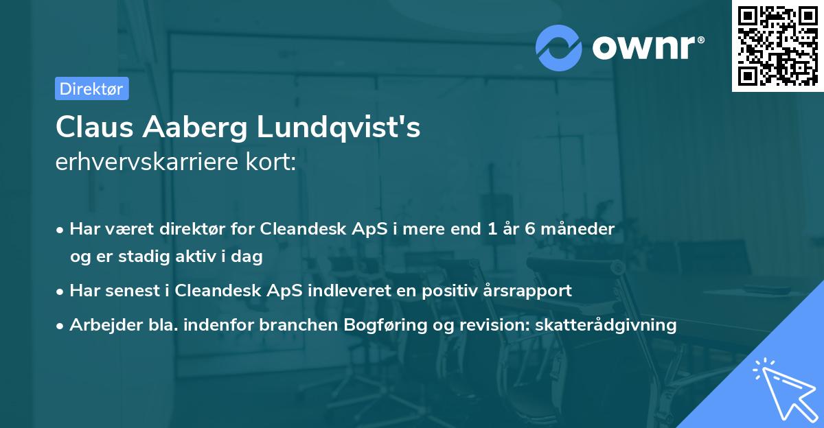 Claus Aaberg Lundqvist's erhvervskarriere kort