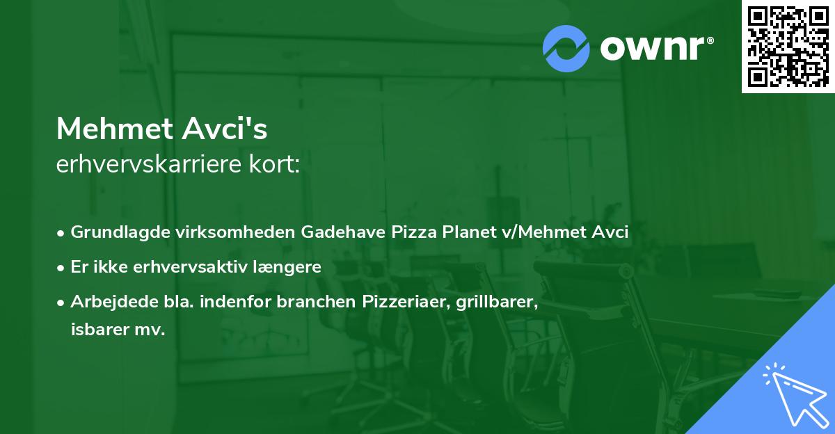 Mehmet Avci's erhvervskarriere kort