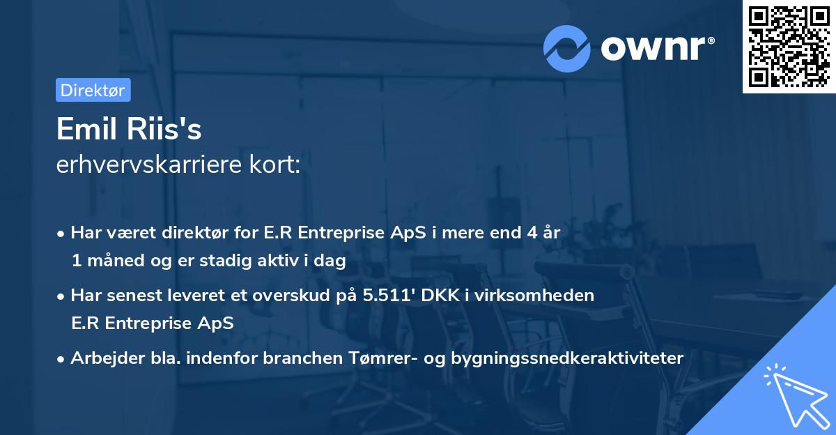 Emil Riis's erhvervskarriere kort