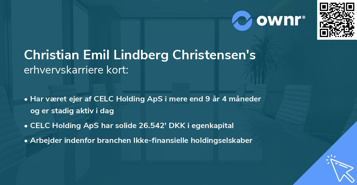 Christian Emil Lindberg Christensen's erhvervskarriere kort