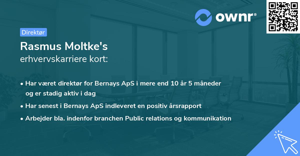 Rasmus Moltke's erhvervskarriere kort