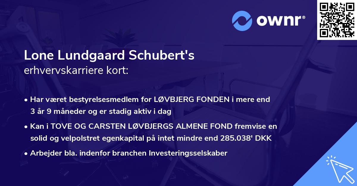 Lone Lundgaard Schubert's erhvervskarriere kort