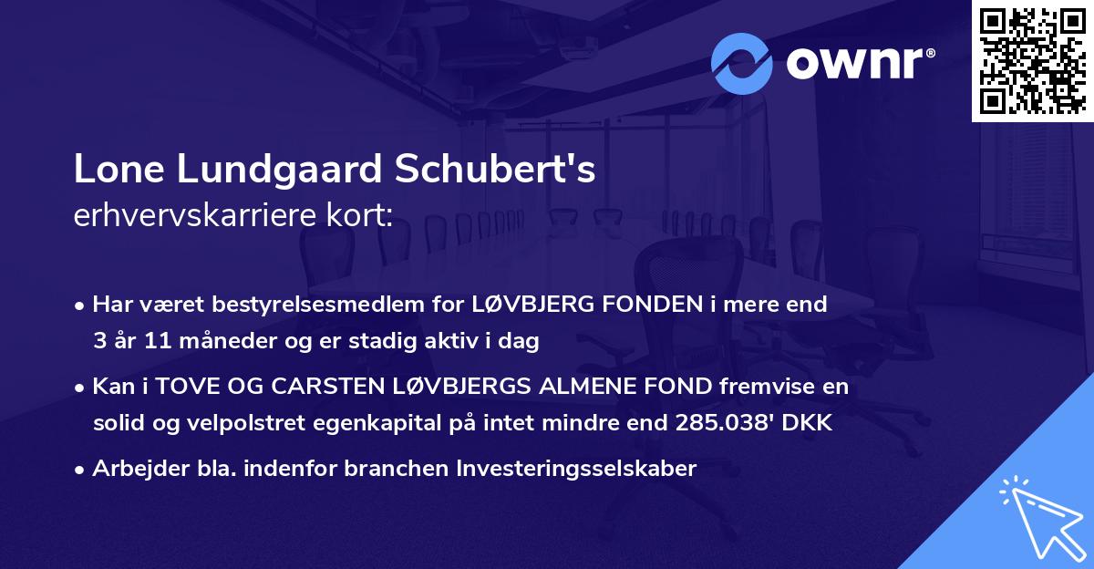 Lone Lundgaard Schubert's erhvervskarriere kort