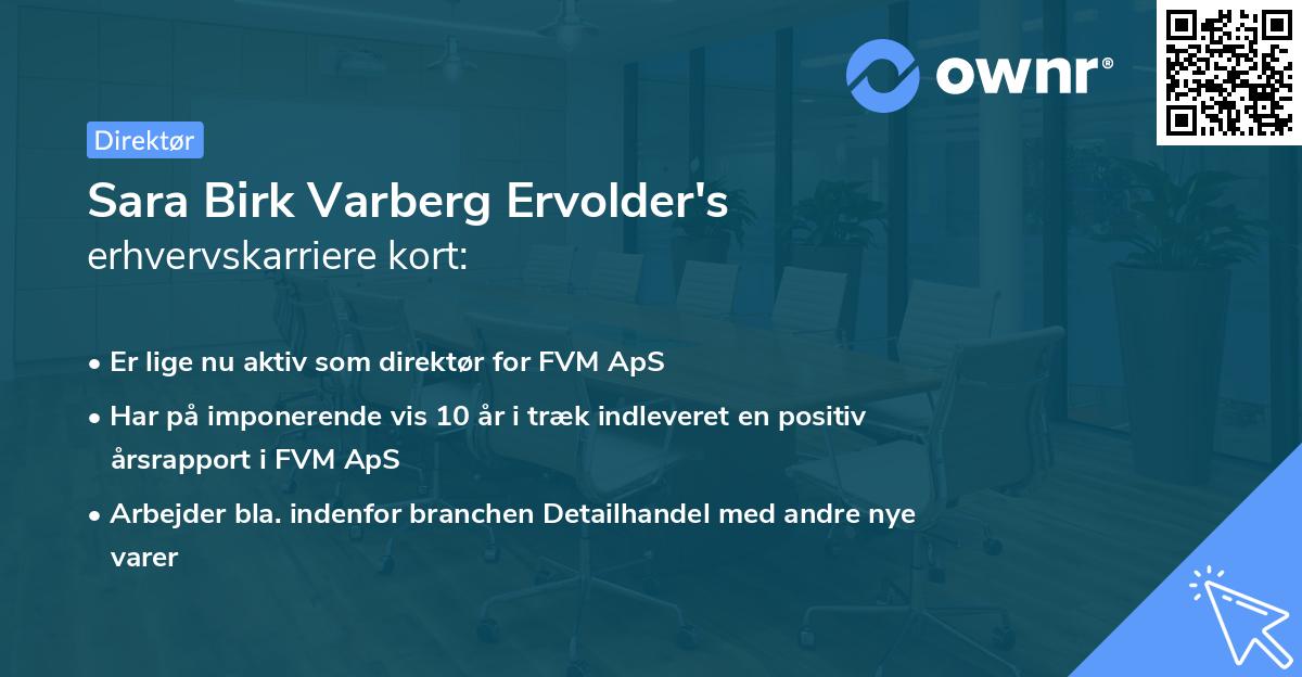 Sara Birk Varberg Ervolder's erhvervskarriere kort