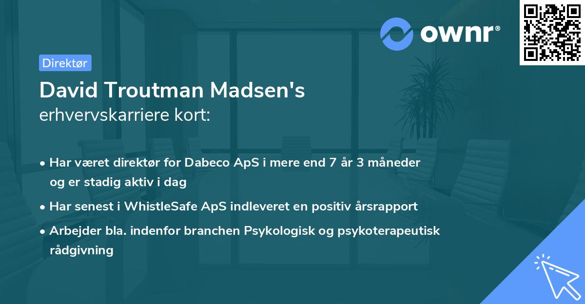 David Troutman Madsen's erhvervskarriere kort