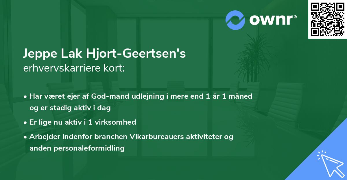 Jeppe Lak Hjort-Geertsen's erhvervskarriere kort