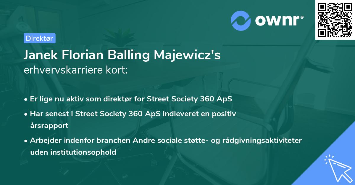 Janek Florian Balling Majewicz's erhvervskarriere kort