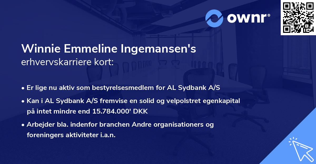 Winnie Emmeline Ingemansen's erhvervskarriere kort