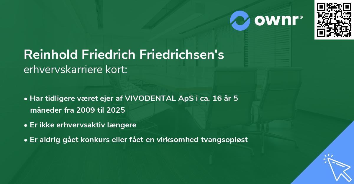 Reinhold Friedrich Friedrichsen's erhvervskarriere kort