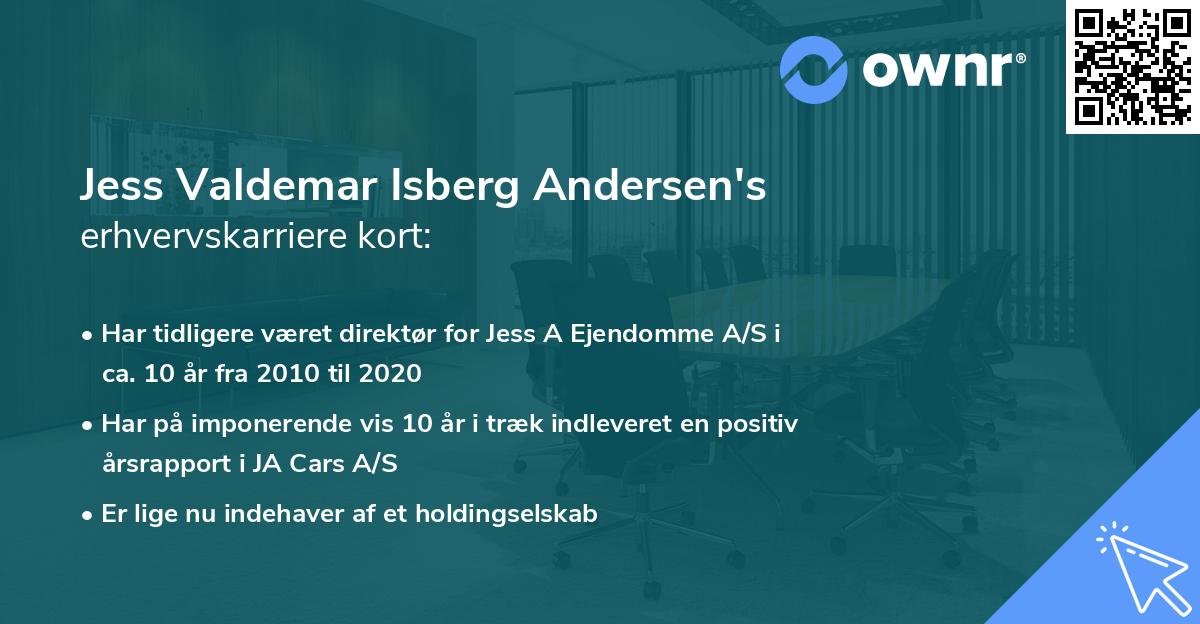 Jess Valdemar Isberg Andersen's erhvervskarriere kort