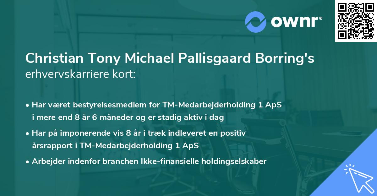 Christian Tony Michael Pallisgaard Borring's erhvervskarriere kort