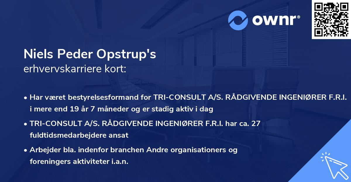 Niels Peder Opstrup's erhvervskarriere kort