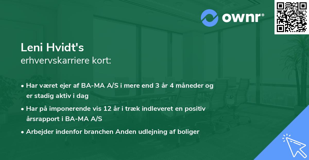 Leni Hvidt's erhvervskarriere kort