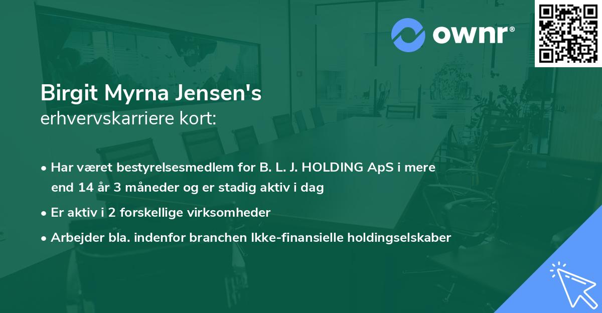 Birgit Myrna Jensen's erhvervskarriere kort