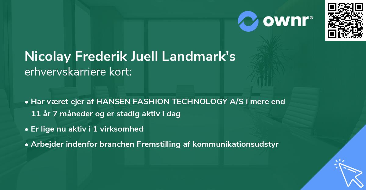 Nicolay Frederik Juell Landmark's erhvervskarriere kort