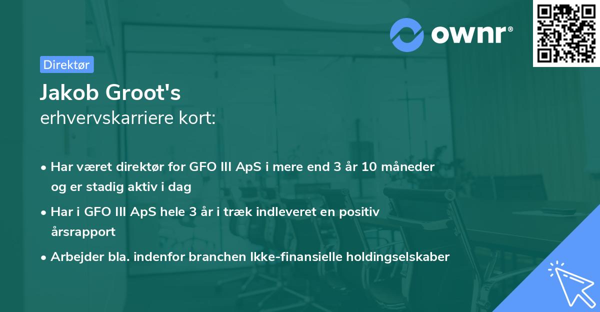 Jakob Groot's erhvervskarriere kort