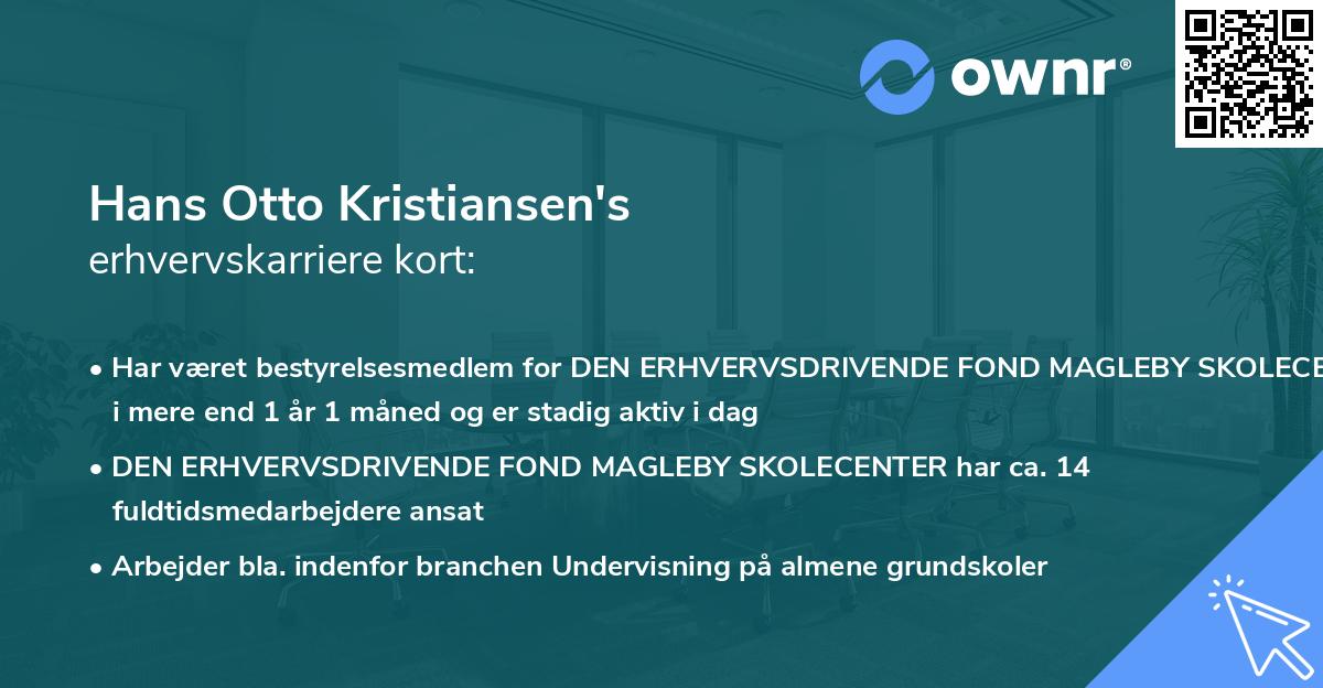 Hans Otto Kristiansen's erhvervskarriere kort