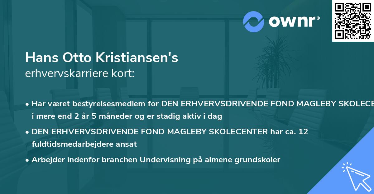 Hans Otto Kristiansen's erhvervskarriere kort