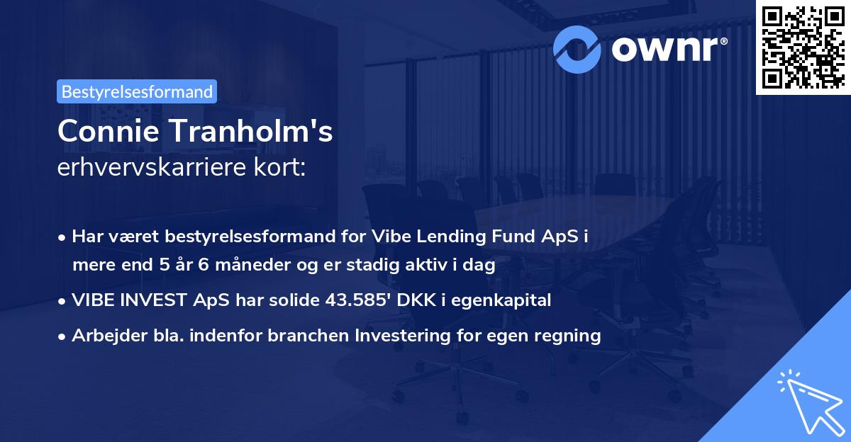 Connie Tranholm's erhvervskarriere kort