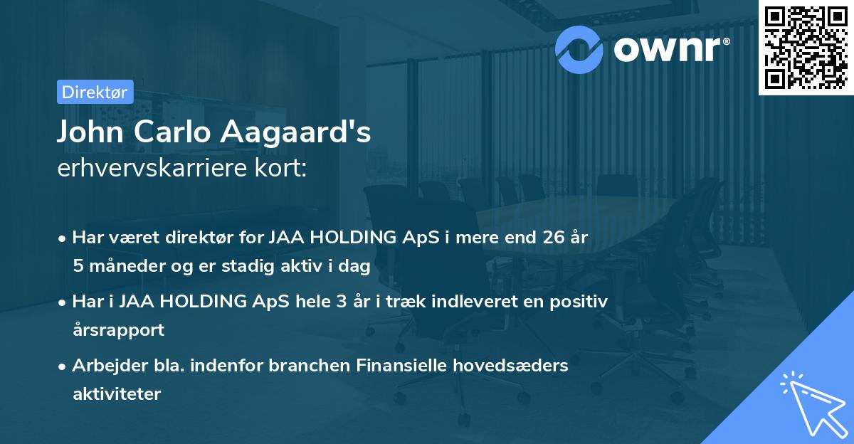 John Carlo Aagaard's erhvervskarriere kort