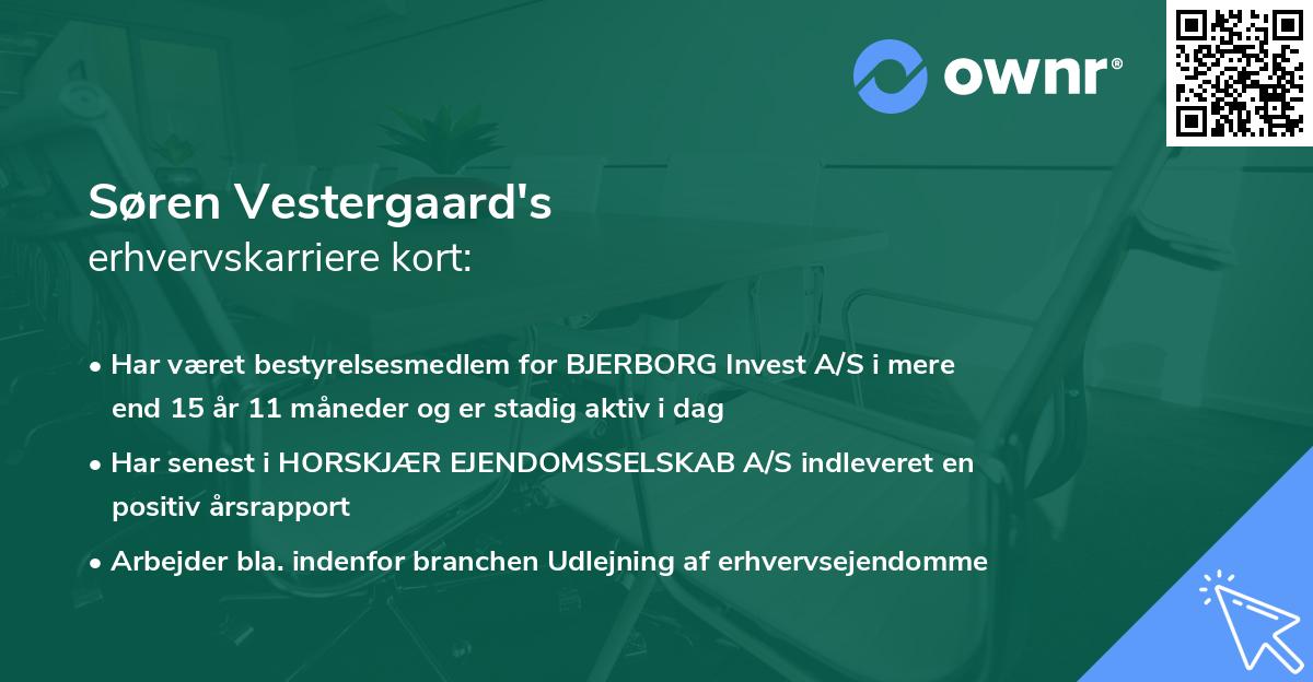 Søren Vestergaard's erhvervskarriere kort