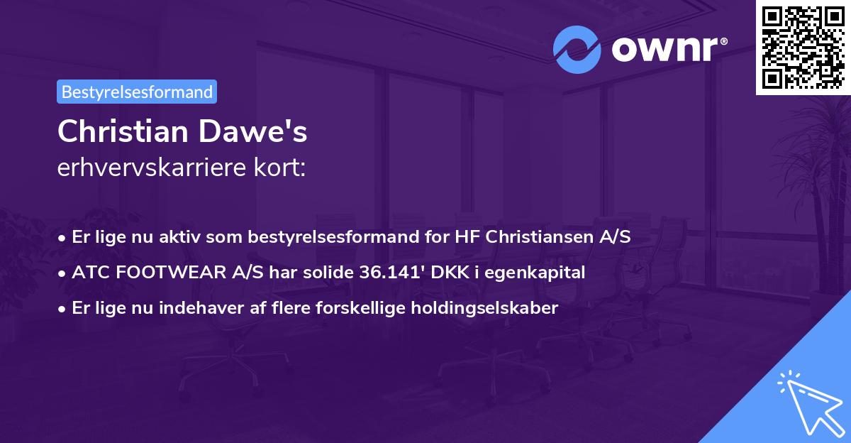 Christian Dawe's erhvervskarriere kort