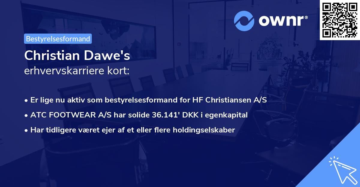 Christian Dawe's erhvervskarriere kort