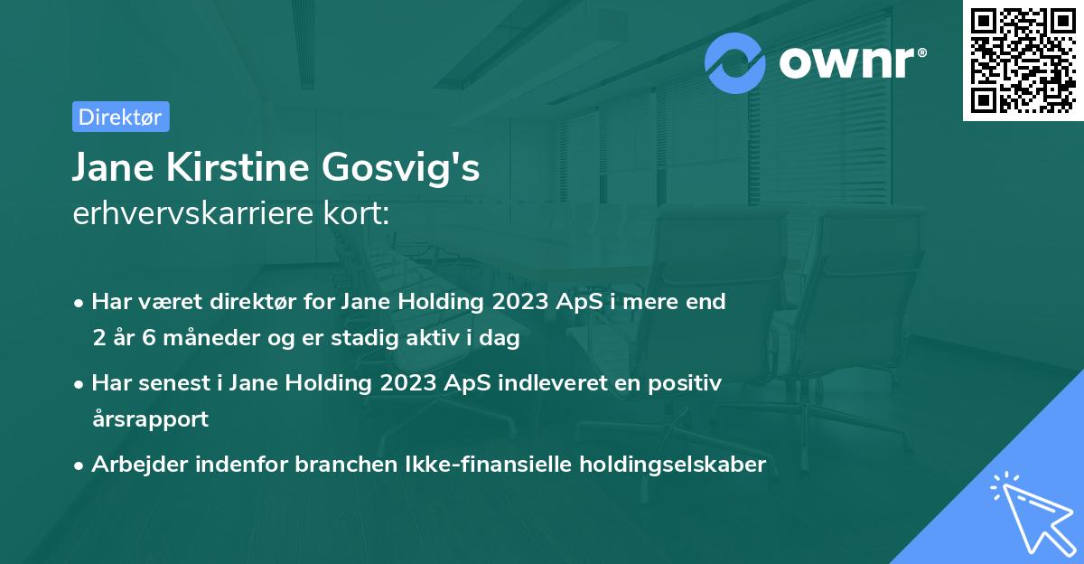 Jane Kirstine Gosvig's erhvervskarriere kort