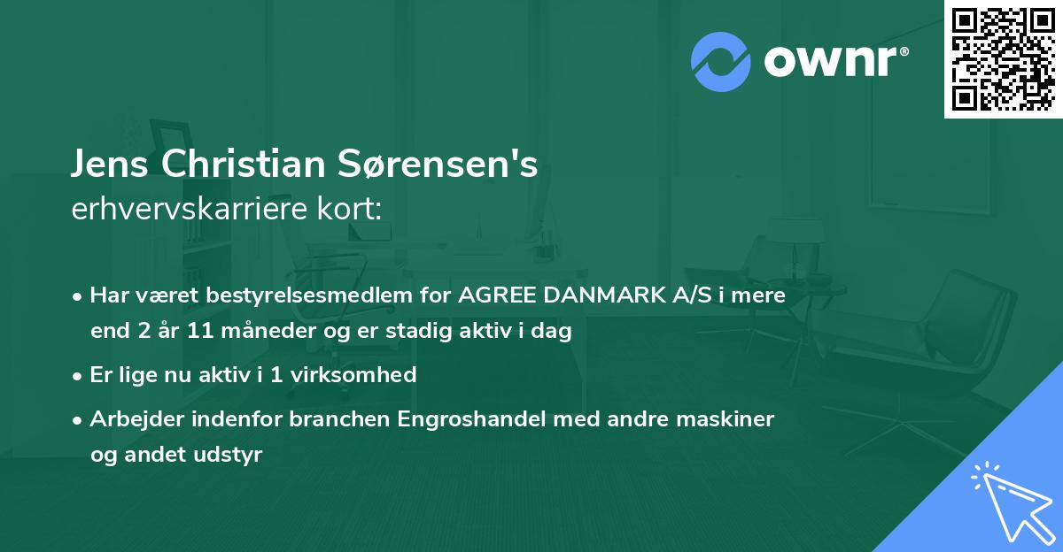 Jens Christian Sørensen's erhvervskarriere kort