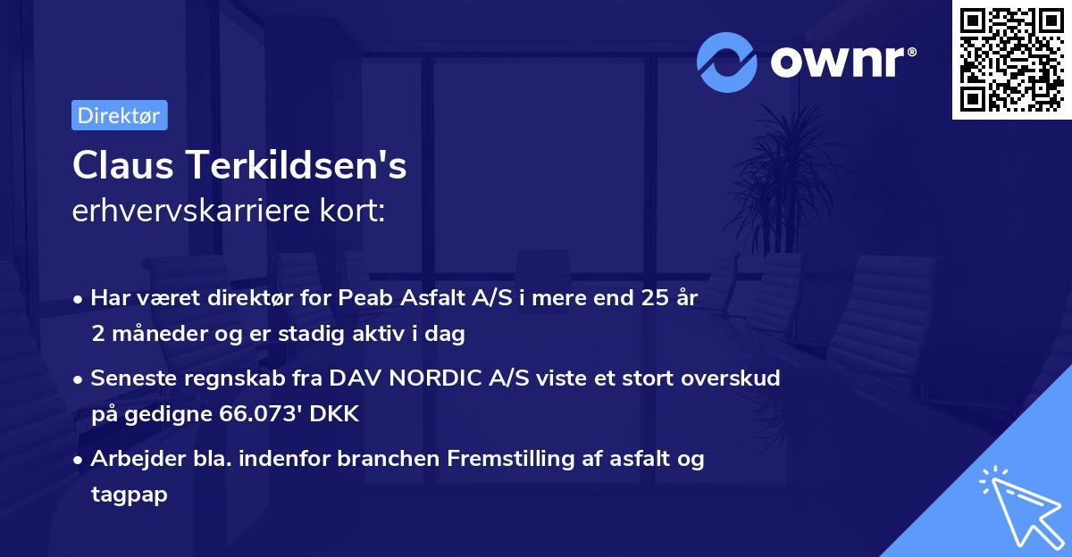Claus Terkildsen's erhvervskarriere kort