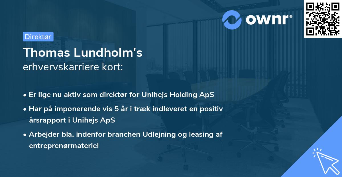 Thomas Lundholm's erhvervskarriere kort