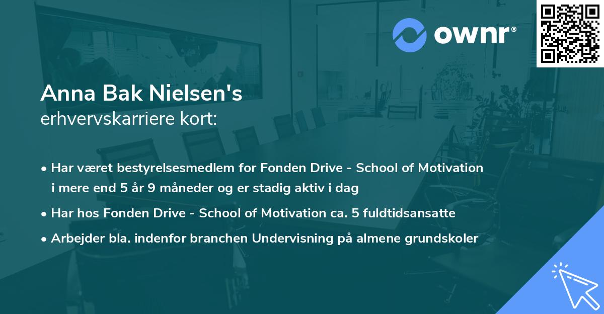 Anna Bak Nielsen's erhvervskarriere kort