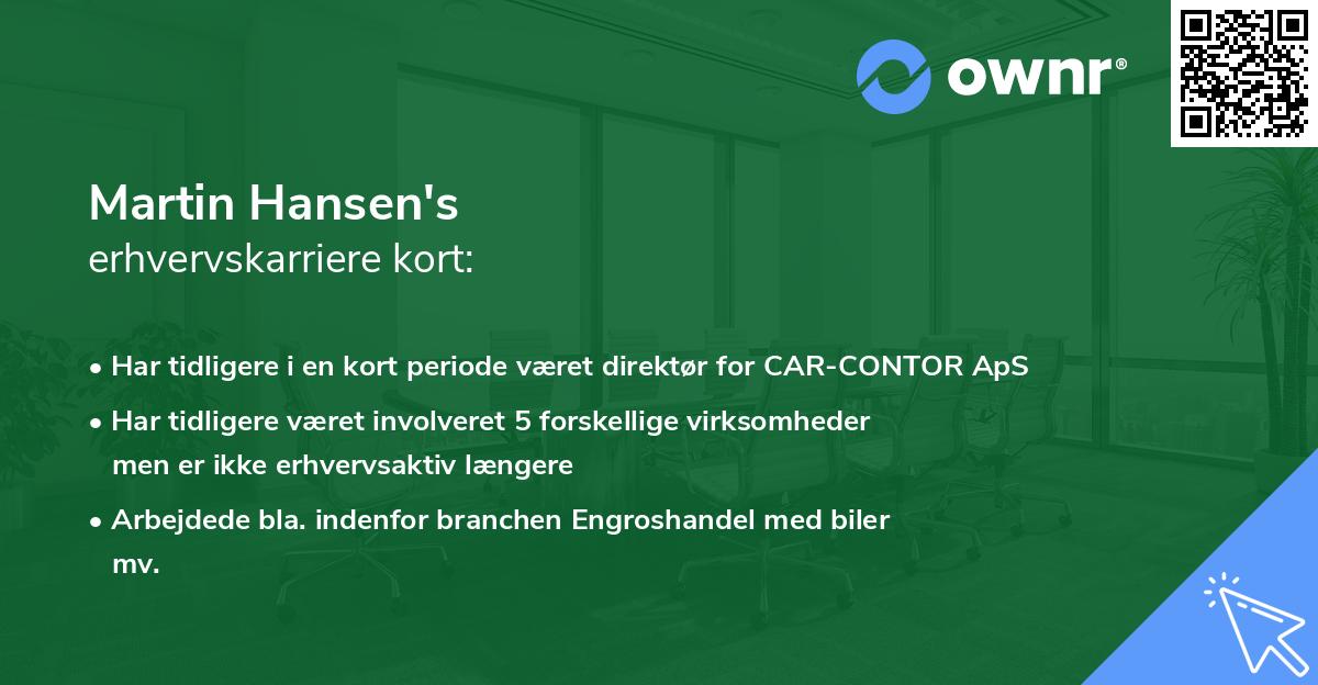 Martin Hansen's erhvervskarriere kort